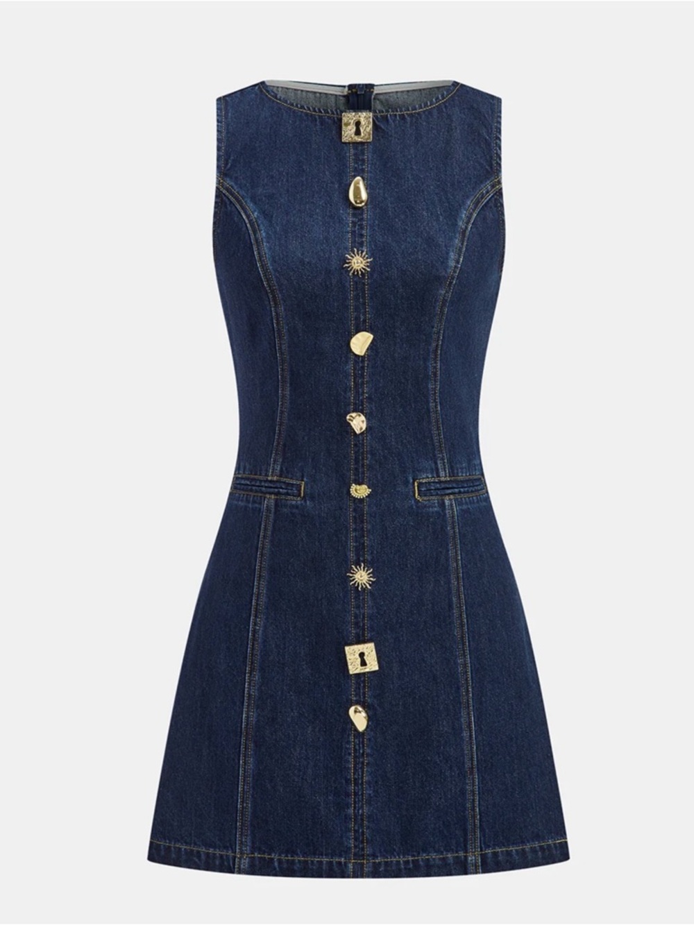 Commense Metal Detail Denim Sleeveless Mini Dress - XL - Picture 3 of 13